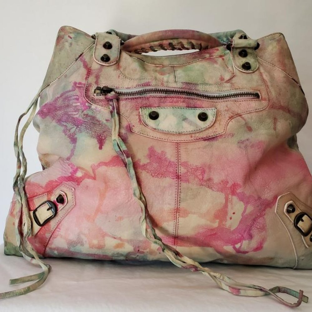 Balenciaga Graffiti Velo giant City bag pink blue red green neo classic work dye - Picture 2 of 14
